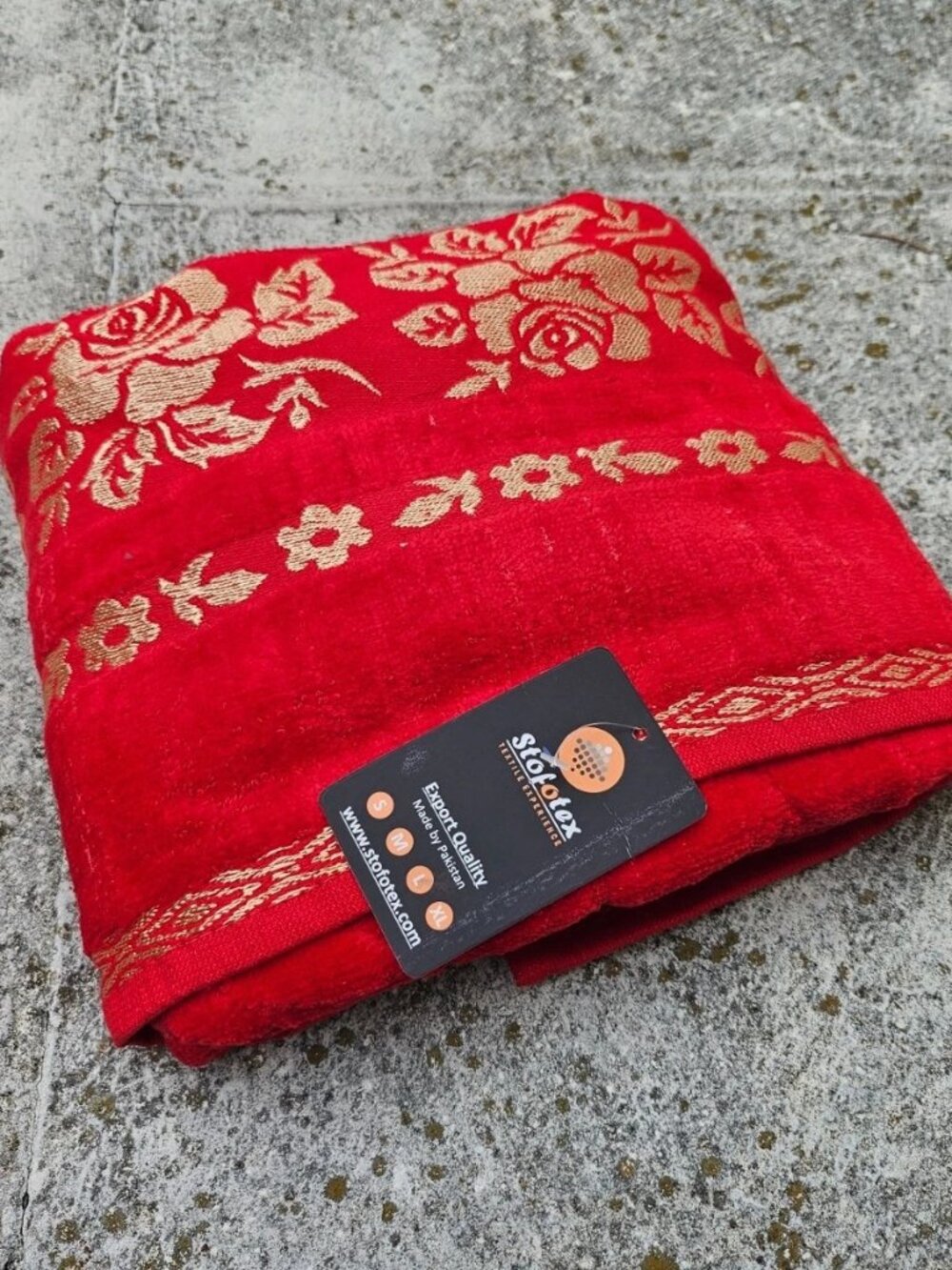 Luxury Towel Red Cotton Bath Towel Embriodered Long Towel Cotton NWT